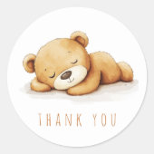可愛い眠るクマの水の色ありがとう ラウンドシール (正面)