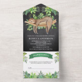 可愛い眠るスロスチャックボードベビーシャワー オールインワン招待状 (内側)