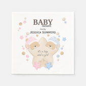 可愛い眠るテディベアツインベビシャワーナプキンズ スタンダードカクテルナプキン (正面)