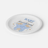 可愛い眠るテディベアツイン男の赤ちゃんシャワーパ ペーパープレート (アングル)