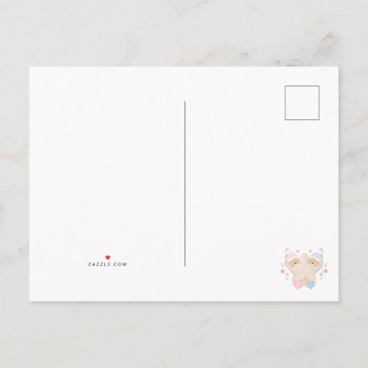 可愛い眠るテディベア双子ベビーシャワーが侵入 インビテーションポストカード (裏面)