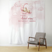 可愛い眠るテディベア雲9ピンクの女の子 タペストリー (インサイチュ)