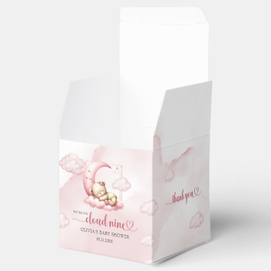 可愛い眠るテディベア雲9ピンクの女の子 フェイバーボックス (オープン)