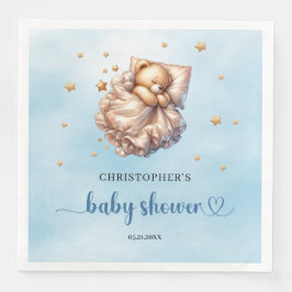 可愛い眠るテディベア青と金ゴールド男の子