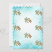 可愛い眠るナマケモノのトロピカルベビーシャワー 招待状 (裏面)