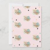 可愛い眠るナマケモノのトロピカル葉ベビーシャワー 招待状 (裏面)