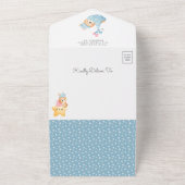 可愛い眠るバニー三日月の赤ちゃんシャワー オールインワン招待状 (外側)