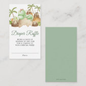 可愛い眠る恐竜の赤ちゃんシャワーおむつラッフル エンクロージャーカード (正面/裏面)