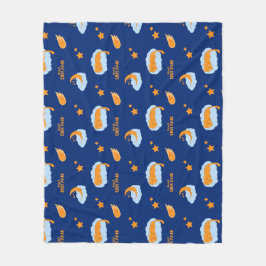 可愛い眠る猫の雲に甘い夢 フリースブランケット