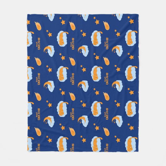 可愛い眠る猫の雲に甘い夢 フリースブランケット (正面)