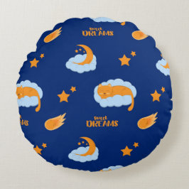 可愛い眠る猫の雲に甘い夢 ラウンドクッション