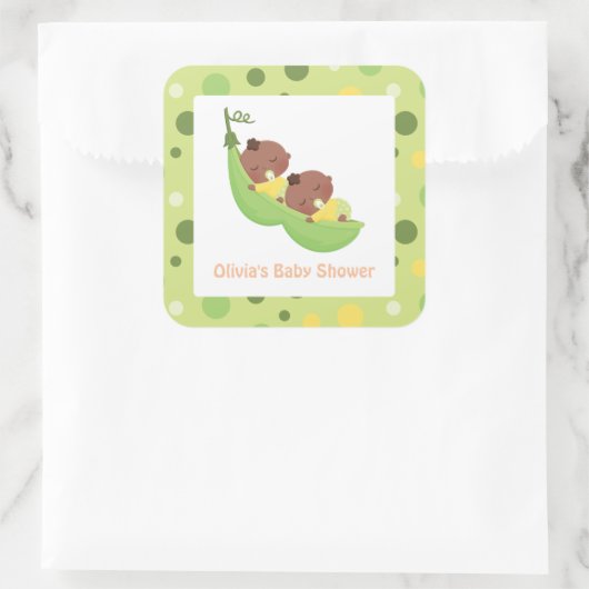 可愛い眠れるアフリカ系アメリカ人の双子ベビーシャワー スクエアシール (バッグ)