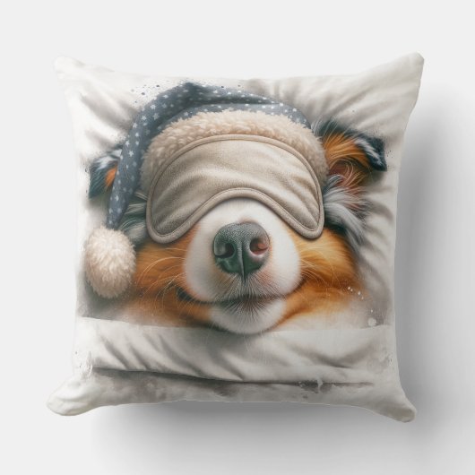 可愛い眠れるオーストラリアの羊飼い犬 クッション (正面)