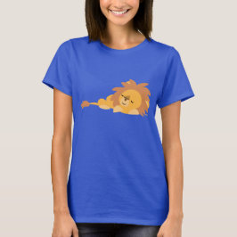 可愛い眠れる漫画のライオン女性Tシャツ Tシャツ