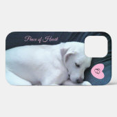 可愛い眠れる犬とハート・モノグラムの写真 Case-Mate iPhoneケース (裏面 (横))