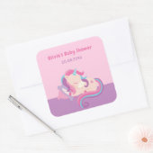 可愛い睡眠ベビーユニコーン赤ちゃんシャワー装飾 スクエアシール (封筒)