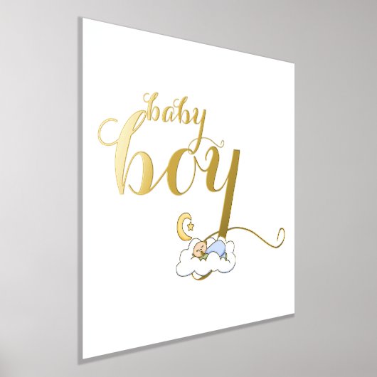 可愛い睡眠男の赤ちゃんタイポグラフィ金ゴールド 箔ポスター (レイダウン)