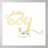 可愛い睡眠男の赤ちゃんタイポグラフィ金ゴールド 箔ポスター (正面)