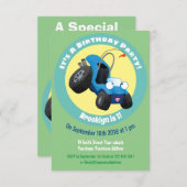 可愛い砂丘乳母車オフロードビークル漫画の呼び出し 招待状 (正面/裏面)