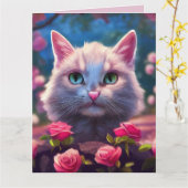 可愛い祈りの言葉猫ビッグカードを手に入れる カード (黄色い花)