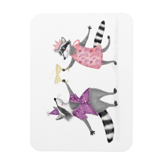 可愛い祝アライグマのパーティー磁石 マグネット (縦)