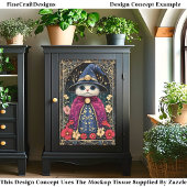 可愛い神秘的なファンタジーウィザードキャットDA6デコページ 薄葉紙