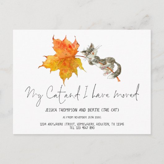 可愛い私が引っ越した猫たち秋の新居 ポストカード (正面)