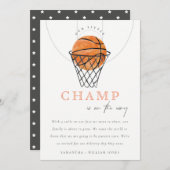 可愛い私たちの小さなチャンプバスケットボールの発表 招待状 (正面/裏面)
