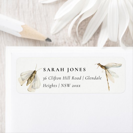 可愛い私たちの小さなバグの青いトンボのアドレス ラベル (インサイチュ)