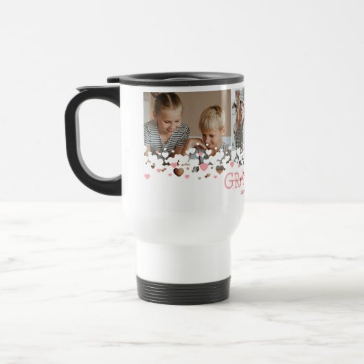 可愛い私たちはおばあちゃんの写真が大好き トラベルマグ (左)