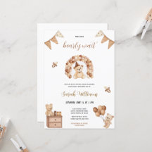 可愛い私たちは真っ白に待つブラウンベアのベビーシャワー