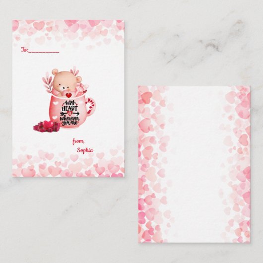 可愛い私のハートはどこにいてもクマのマグカップに ノートカード (正面/裏面)