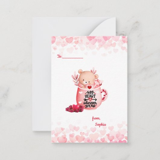 可愛い私のハートはどこにいてもクマのマグカップに ノートカード (正面)