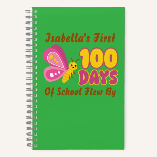 可愛い私の最初の!学校の日は蝶によって飛んだ ノートブック (正面)