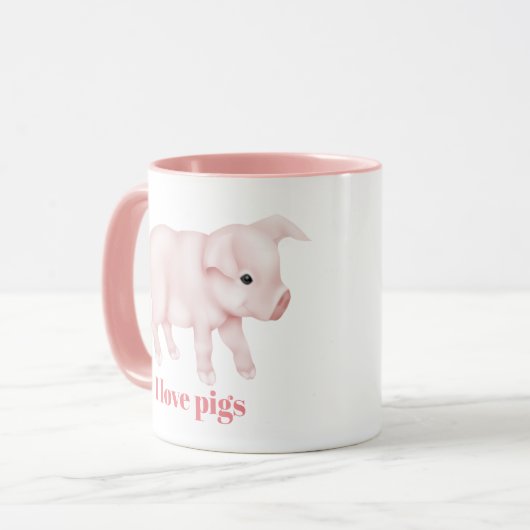 可愛い私は豚がモノグラムのメッセージを追加する愛 マグカップ (正面左)