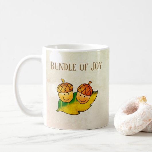 可愛い秋のどんぐり Bundle of Joy 双子の赤ちゃんのベビーシャワー コーヒーマグカップ (ドーナツ)