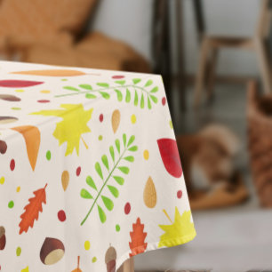 可愛い秋のカラフル葉とナッツ テーブルクロス