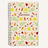 可愛い秋のカラフル葉とナッツ ノートブック (正面)
