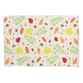 可愛い秋のカラフル葉とナッツ 枕カバー (正面)