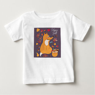 可愛い秋のキツネカスタム文字 ベビーTシャツ