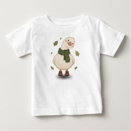可愛い秋のキャラクターのアヒル ベビーTシャツ