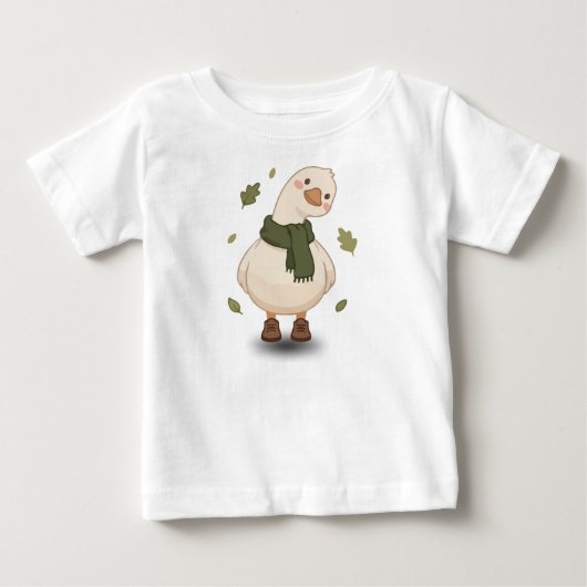 可愛い秋のキャラクターのアヒル ベビーTシャツ (正面)