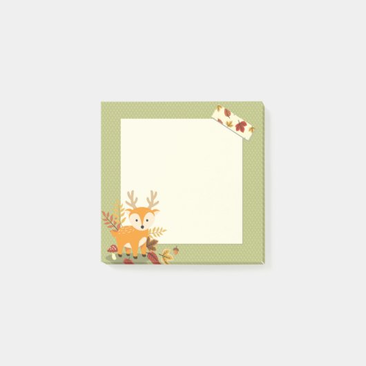 可愛い秋のタイム鹿3" x 3" Post-it® Notes ポストイット (正面)