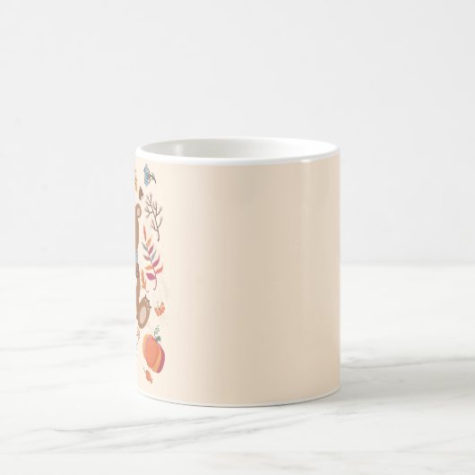 可愛い秋のベビークマとハチミツとカスタム文字 コーヒーマグカップ (中央)