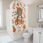 可愛い秋のベビークマとハチミツとカスタム文字 シャワーカーテン (インサイチュ)
