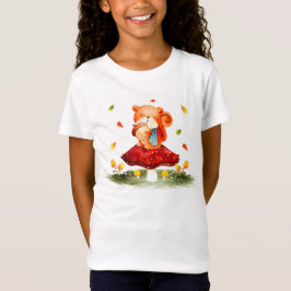 可愛い秋のリスとキノコ Tシャツ