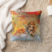 可愛い秋の妖精と落ちたの離れ クッション (ブランケット)