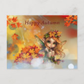 可愛い秋の妖精と落ちたの離れ ポストカード (正面)