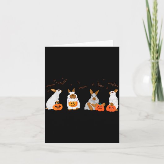 可愛い秋の幽霊ウサギ ハロウィンコスチューム カード (正面)