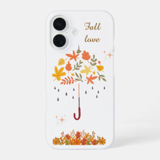 可愛い秋の恋愛 紅葉 傘 iPhone 16ケース